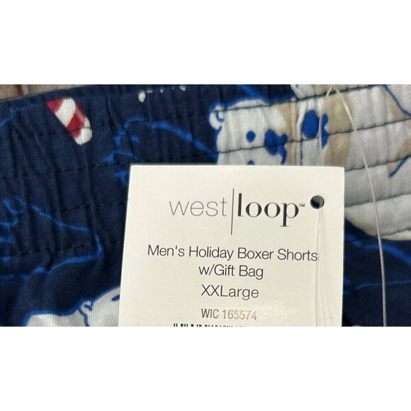 West Loop Holiday Boxer Shorts Blue Sz XXL Polar Bear Candy Cane Print Comfy NWT - Picture 6 of 10